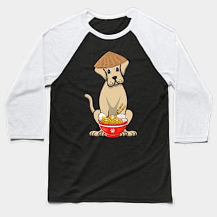 Funny big dog is eating noodles Baseball T-Shirt